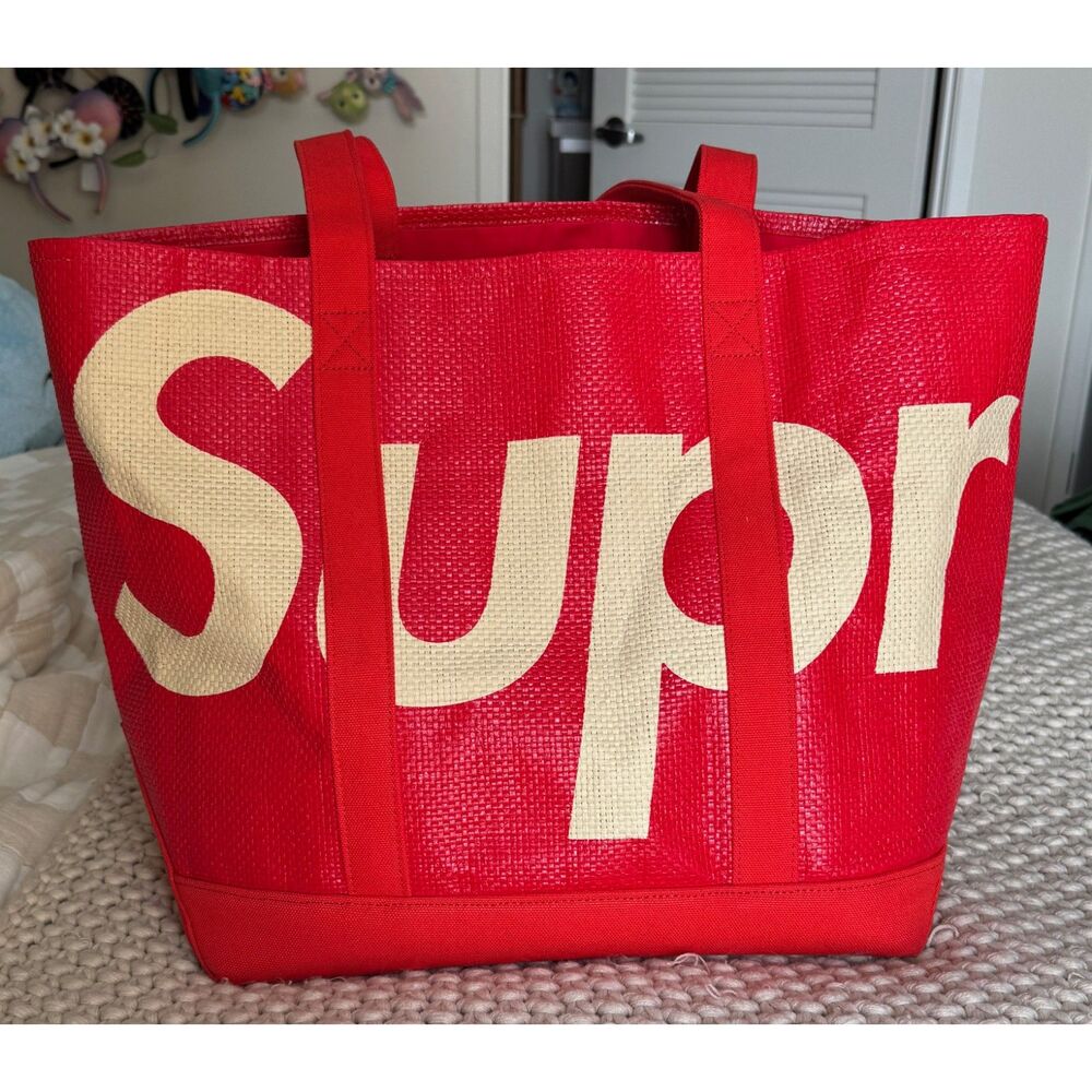 Supreme Raffia Tote Red SS20